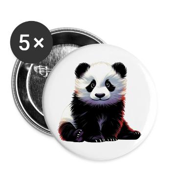 Panda - Buttons groß 56 mm (5er Pack) - Weiß - Vorne