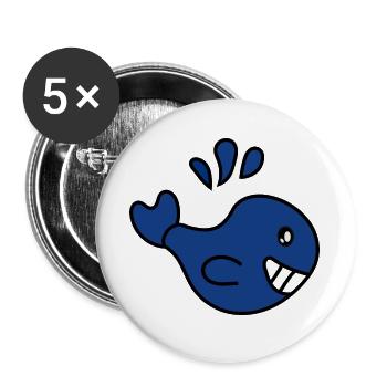 WHALE. FISH. APRIL FOOL. HOLIDAY. SUMMER. - Buttons large 2.2''/56 mm (5-pack) - white - Front