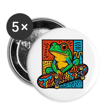 Frog Skateboard - Buttons large 2.2''/56 mm (5-pack) - white - Front