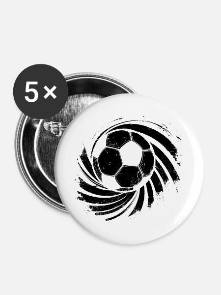 Fußball Grafik - Buttons groß 56 mm (5er Pack) - Weiß