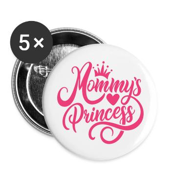 Mama´s Prinzessin! - Buttons groß 56 mm (5er Pack) - Weiß - Vorne