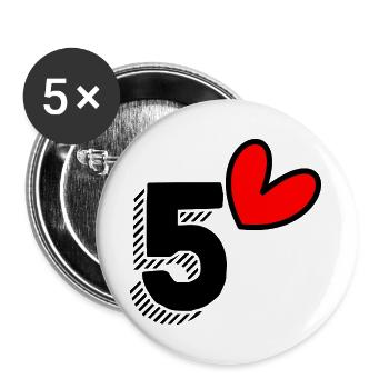 5. 5 YEARS. 5th ANNIVERSARY. 5 YEAR ANNIVERSARY - Buttons large 2.2''/56 mm (5-pack) - white - Front