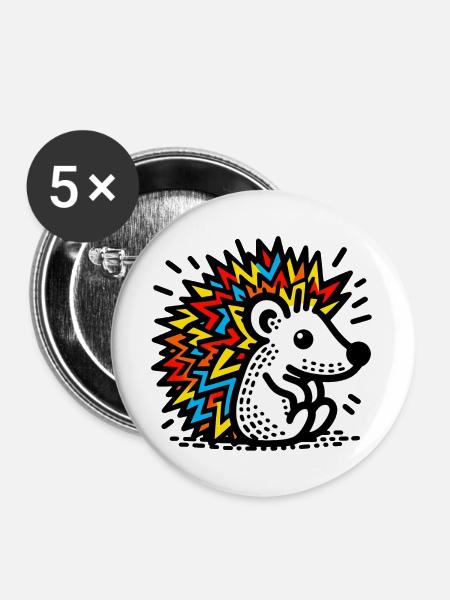 Igel - Buttons groß 56 mm (5er Pack) - Weiß
