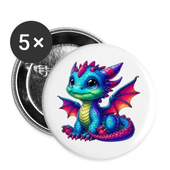 Dragon - Buttons large 2.2''/56 mm (5-pack) - white - Front