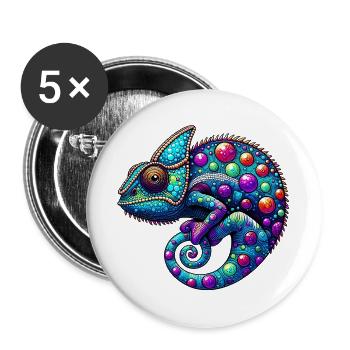 Caméléon - Lot de 5 grands badges (56 mm) - blanc - Devant