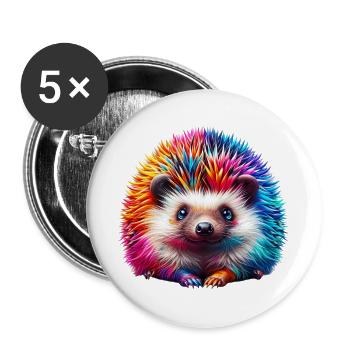 Hérisson - Lot de 5 grands badges (56 mm) - blanc - Devant