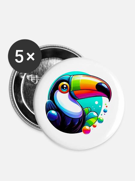 Tukan - Buttons groß 56 mm (5er Pack) - Weiß
