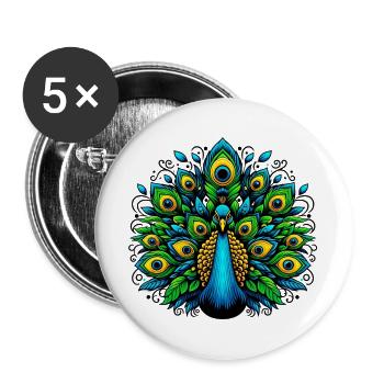 Peacock - Buttons large 2.2''/56 mm (5-pack) - white - Front
