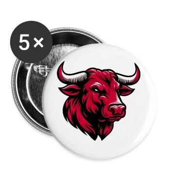 Stier - Buttons groß 56 mm (5er Pack) - Weiß - Vorne