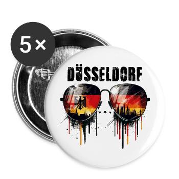 Düsseldorf Sonnenbrillen mit Deutschlandfahne - Buttons groß 56 mm (5er Pack) - Weiß - Vorne