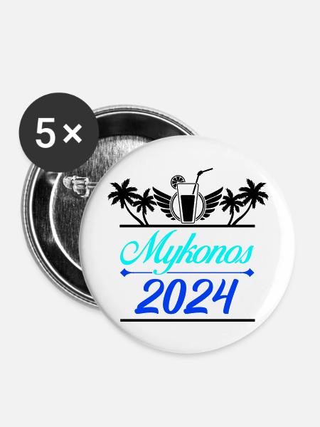 mykonos 2024 - Buttons groß 56 mm (5er Pack) - Weiß
