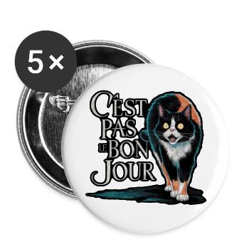 Angry cat - not on the right day - Buttons large 2.2''/56 mm (5-pack) - white - Front