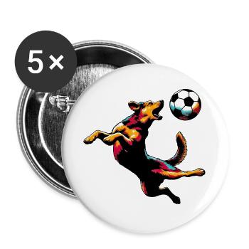 Dog plays with a soccer ball - Buttons large 2.2''/56 mm (5-pack) - white - Front