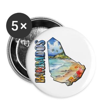 Watercolor Map Barbados - Buttons large 2.2''/56 mm (5-pack) - white - Front