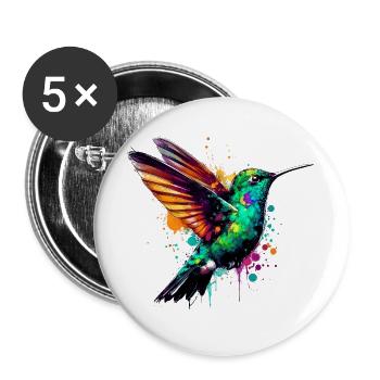 Kolibri - Buttons groß 56 mm (5er Pack) - Weiß - Vorne