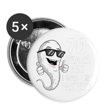 Il y a 70 ans, j’étais le plus rapide - Lustiger Spruch - Lot de 5 grands badges (56 mm) - blanc - Devant