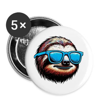 Paresseux avec lunettes de soleil - Lot de 5 grands badges (56 mm) - blanc - Devant