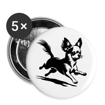 Chihuahua - Lot de 5 grands badges (56 mm) - blanc - Devant