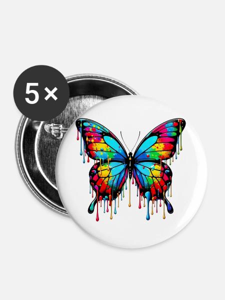 Schmetterling - Buttons groß 56 mm (5er Pack) - Weiß