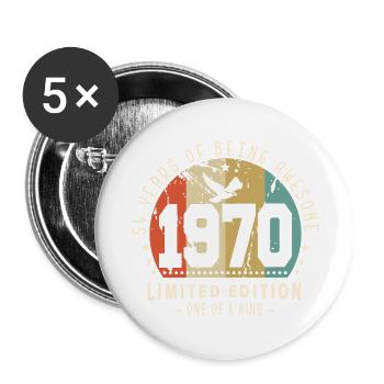 Original Jahrgang 1970 Authentisches Geschenk 1970 Bursdag - Buttons groß 56 mm (5er Pack) - Weiß - Vorne