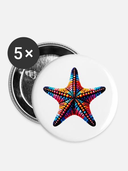 Seestern - Buttons groß 56 mm (5er Pack) - Weiß