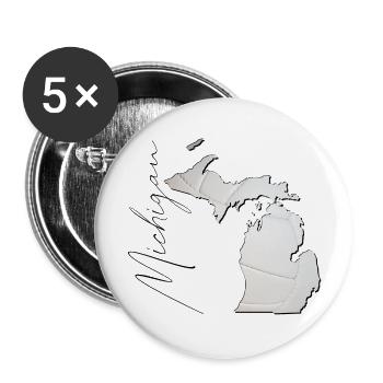 Michigan (USA) | echter Volleyball | Landkarte Sct - Buttons groß 56 mm (5er Pack) - Weiß - Vorne