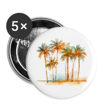 L'ÎLE AUX SEPT PALMIERS - Lot de 5 grands badges (56 mm) - blanc - Devant
