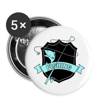 fishing wappen - Buttons groß 56 mm (5er Pack) - Weiß - Vorne