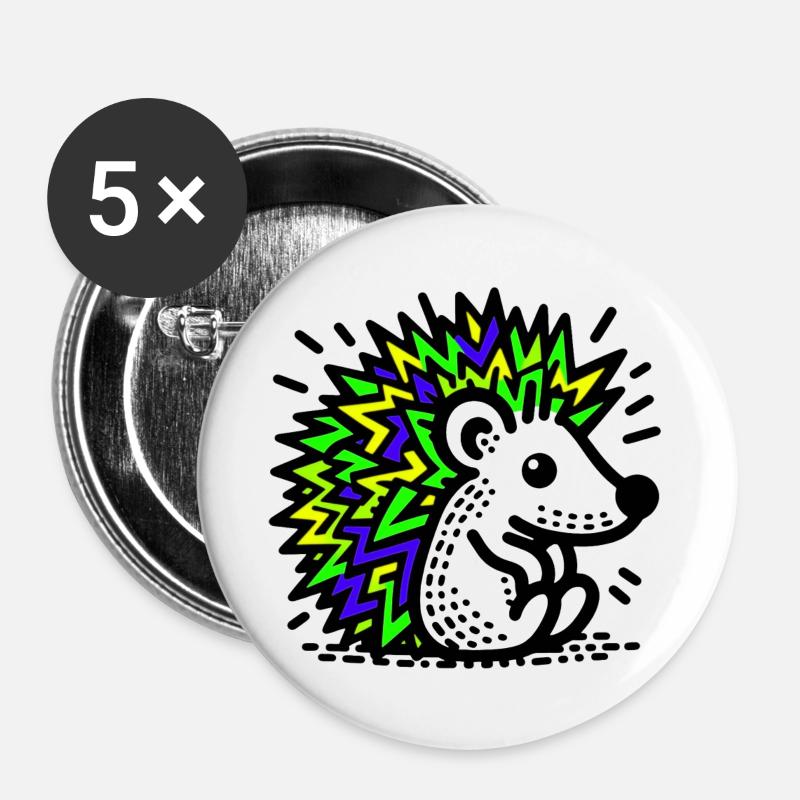 Igel - Buttons groß 56 mm (5er Pack) - Weiß