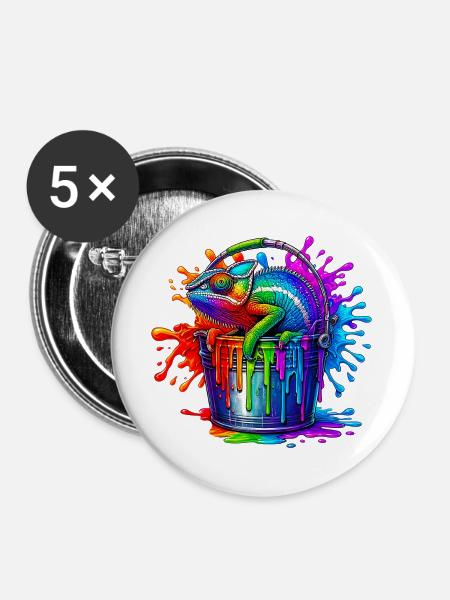 Chamäleon - Buttons groß 56 mm (5er Pack) - Weiß