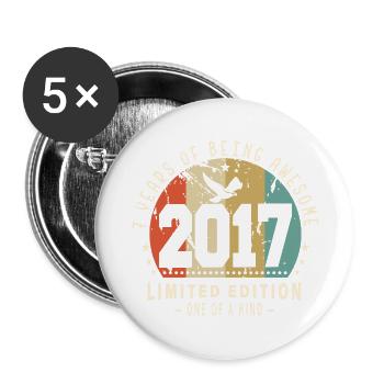 Original Né en 2017 Authentic Cadeau 2017 Bursdag - Lot de 5 grands badges (56 mm) - blanc - Devant