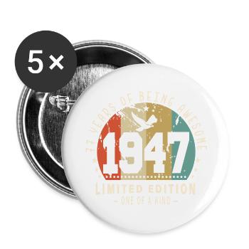 Original Né en 1947 Authentic Cadeau 1947 Bursdag - Lot de 5 grands badges (56 mm) - blanc - Devant