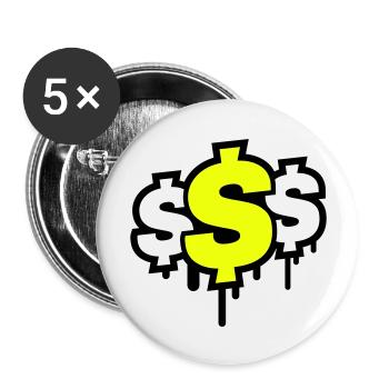 Dollar Symbol - Buttons large 2.2''/56 mm (5-pack) - white - Front