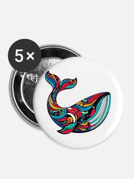 Wal - Buttons groß 56 mm (5er Pack) - Weiß