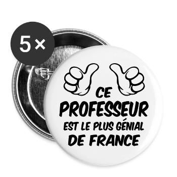 MEILLEUR PROFESSEUR - Lot de 5 grands badges (56 mm) - blanc - Devant