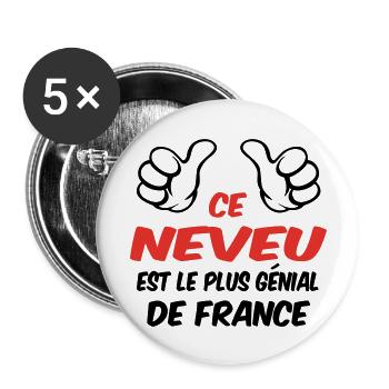 MEILLEUR NEVEU - Lot de 5 grands badges (56 mm) - blanc - Devant