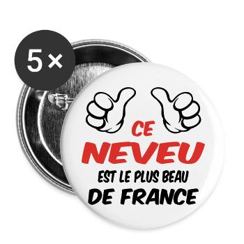 MEILLEUR NEVEU - Lot de 5 grands badges (56 mm) - blanc - Devant