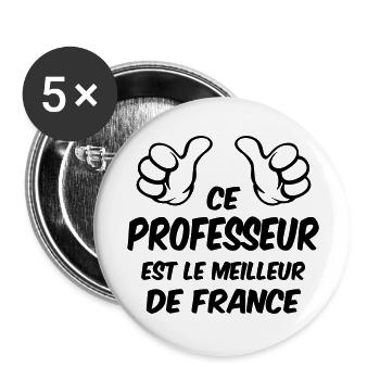 MEILLEUR PROFESSEUR - Lot de 5 grands badges (56 mm) - blanc - Devant