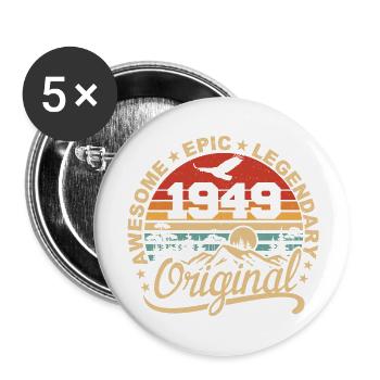 Original 1949 Retro 1949 Birthday Gift - Buttons large 2.2''/56 mm (5-pack) - white - Front