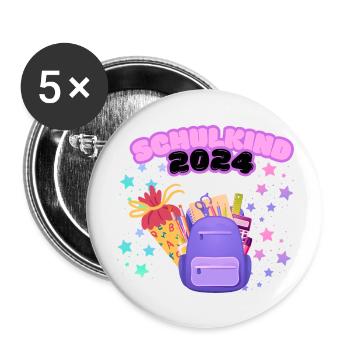Schule png - Buttons groß 56 mm (5er Pack) - Weiß - Vorne