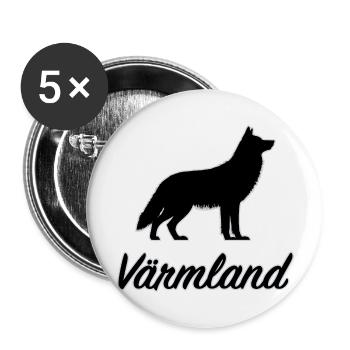 Värmland Wolf Schweden Region Län Silhouette - Buttons groß 56 mm (5er Pack) - Weiß - Vorne