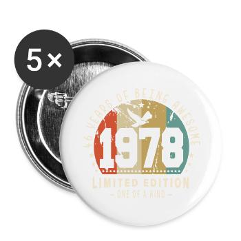 Original Né en 1978 Authentic Cadeau 1978 Bursdag - Lot de 5 grands badges (56 mm) - blanc - Devant