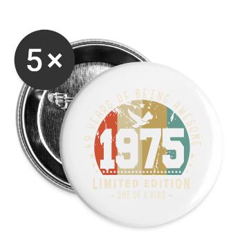 Original Né en 1975 Authentic Cadeau 1975 Bursdag - Lot de 5 grands badges (56 mm) - blanc - Devant