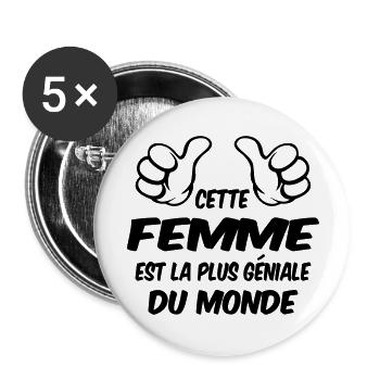MEILLEURE FEMME - Lot de 5 grands badges (56 mm) - blanc - Devant