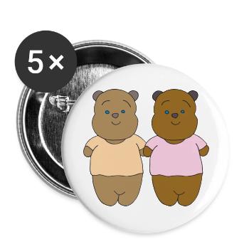 Couple of bears - Buttons large 2.2''/56 mm (5-pack) - white - Front