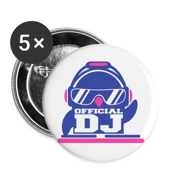 Drôle officiel DJ pingouin mixer Musique de fête - Lot de 5 grands badges (56 mm) - blanc - Devant