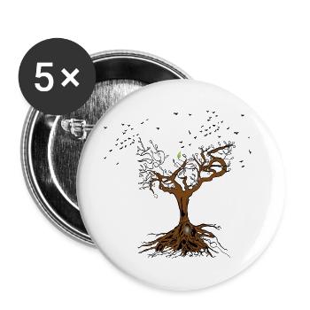 Lebensbaum - Buttons groß 56 mm (5er Pack) - Weiß - Vorne