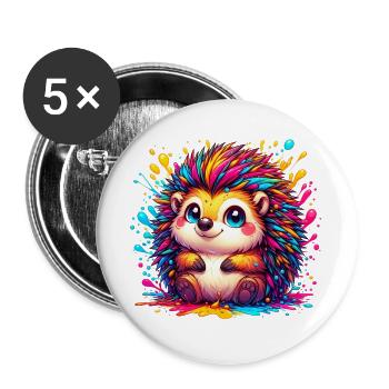 Hérisson - Lot de 5 grands badges (56 mm) - blanc - Devant