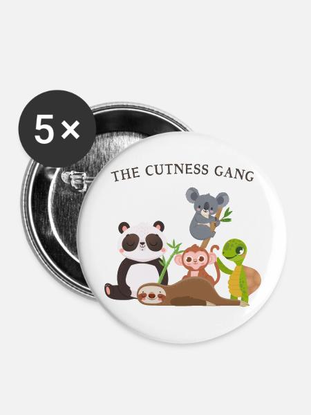 The Cutness Gang - Buttons groß 56 mm (5er Pack) - Weiß