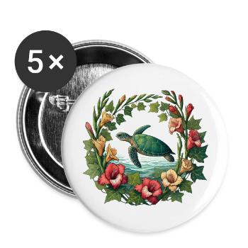 Sea Turtle - Buttons large 2.2''/56 mm (5-pack) - white - Front